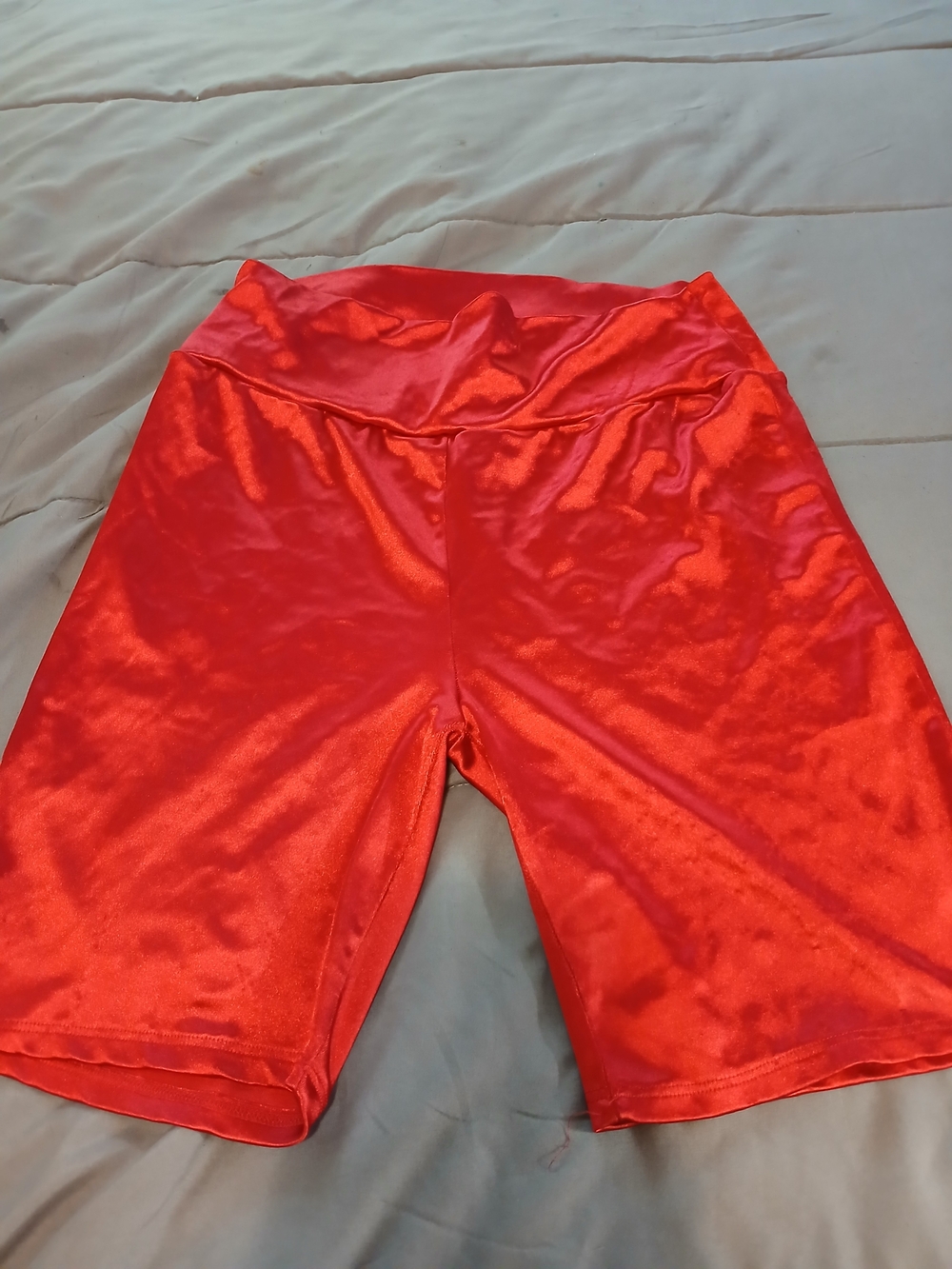 Love J Metallic Red Shiny Biker Shorts High Waisted XL